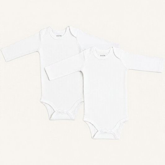 White Long-Sleeve Baby Onesie
